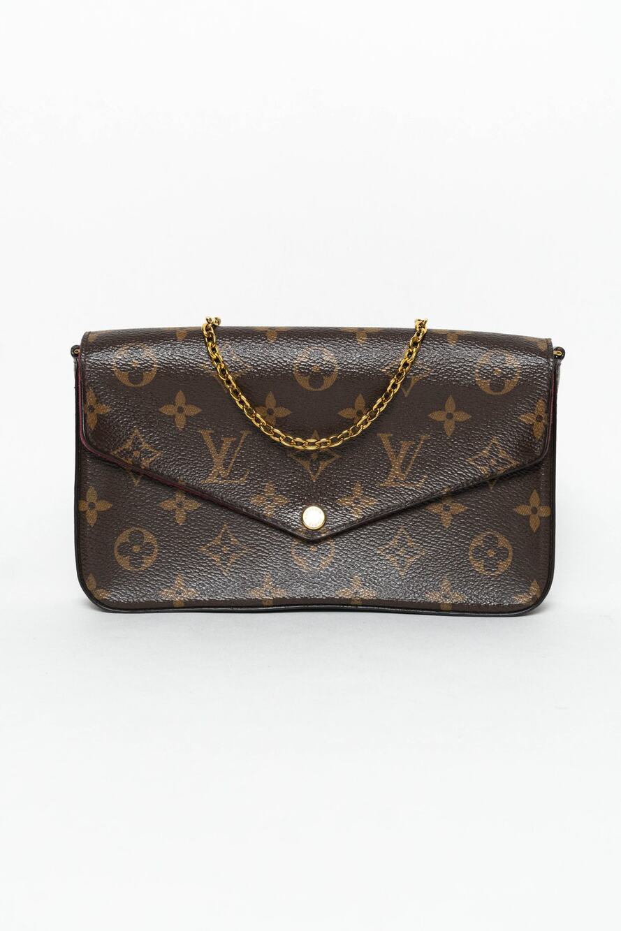 Louis Vuitton Monogram Pochette Felicie Chain Wallet Fuchsia